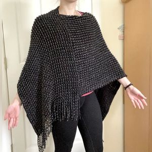 Sparkly Black Poncho Sweater